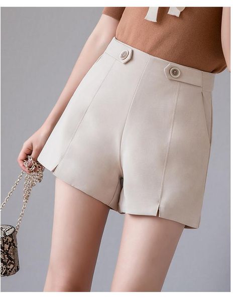 

women's shorts 2021 summer pleated pocket a-line stretch shiying casual women red, White;black