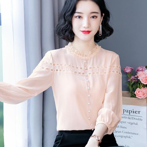 

women's blouses & shirts loose blouse summer beaded casual the chiffon solid color fashion blouses3/4 sleeve shirt 10009, White