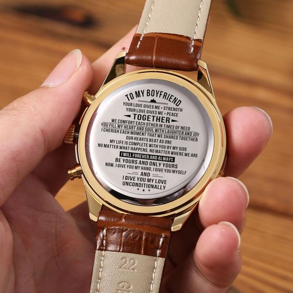 

wristwatches customized watch engrave your personalized logo on the back relogio masculino with boyfriend gifts, Slivery;brown