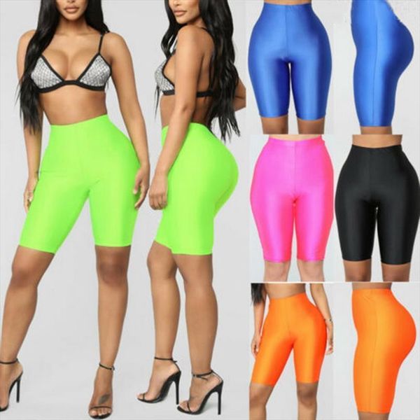 

push up short fluorescent women legging color casual summer high waist knee length work out fitness gymwear, Black