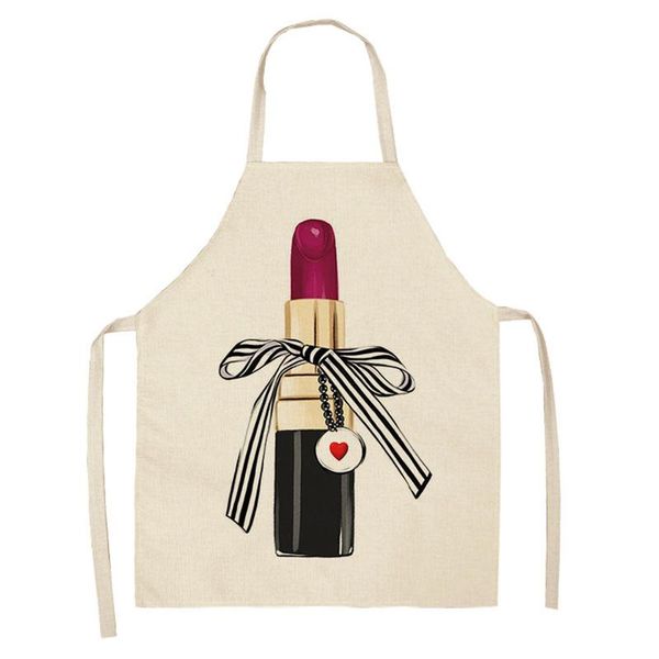 

sleeveless cartoon lipstick kitchen apron with two size cotton material no fade easy clean for men women baking accessories aprons