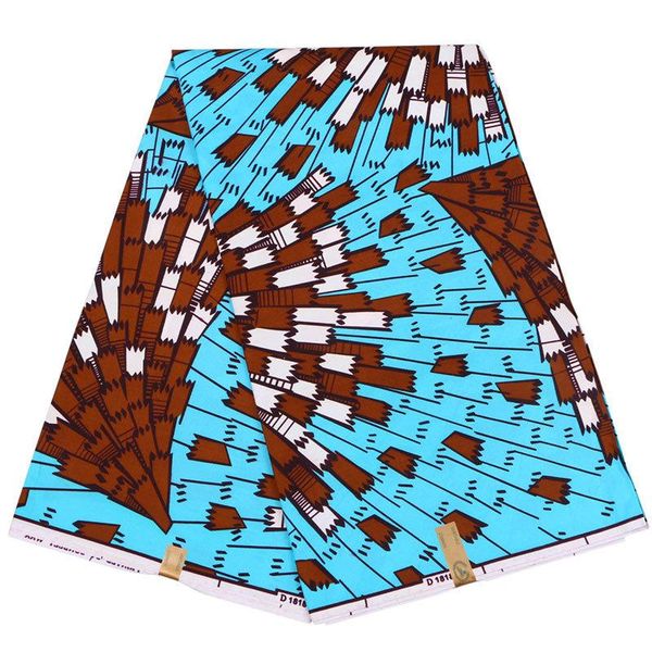 

ribbon african fabric blue and brown printed veritable real wax 6yards\set, Pink;blue