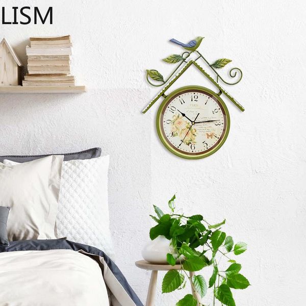 

wall clocks home decor living room american pastoral creative bird house watch nordic clock reloj pared decorativo