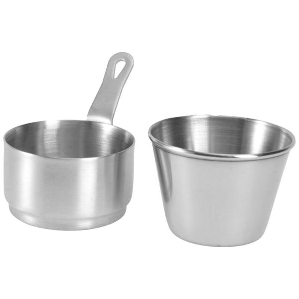 

set sauce pot condiment cup seasoning kitchen bowl (silver) bowls