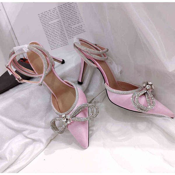 

women's glittering rhinestones, satin summer shoes with crystal bow, leather, high heels, for evening and ball, Black