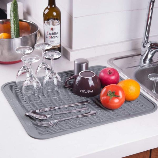 

silicone dish drying mat pot holder pad kitchen draining uk mats & pads