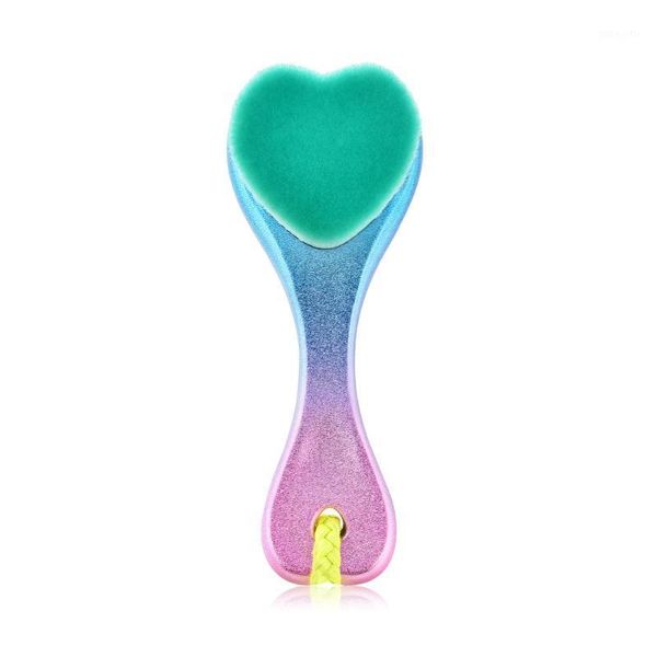 

heart shape soft facial makeup brush deep pore cleansing nylon washing face cleaning with long handle string1