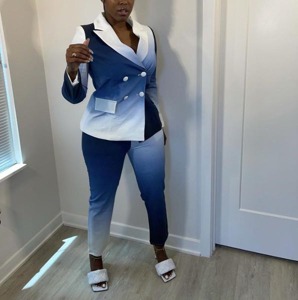 

women's tracksuits feminine gradient multicolor fashionable commuter suit, Gray