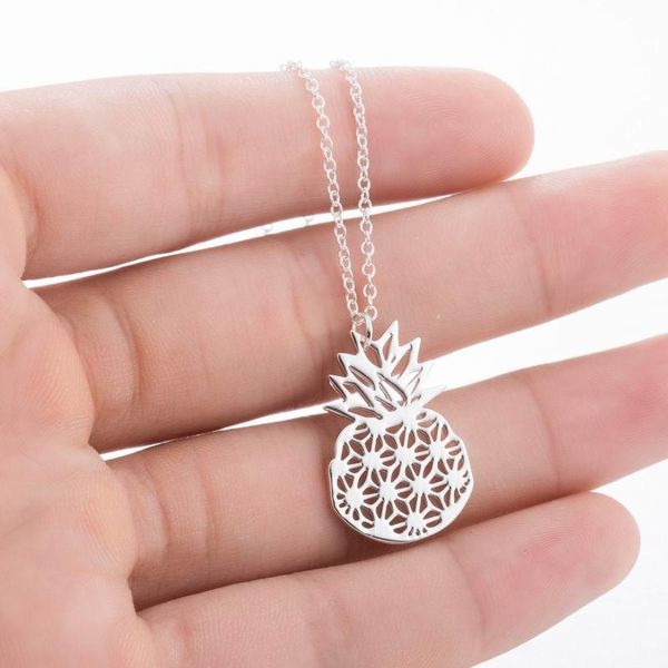 

tropical fruit necklace stainless steel pineapple pendant necklaces, Silver