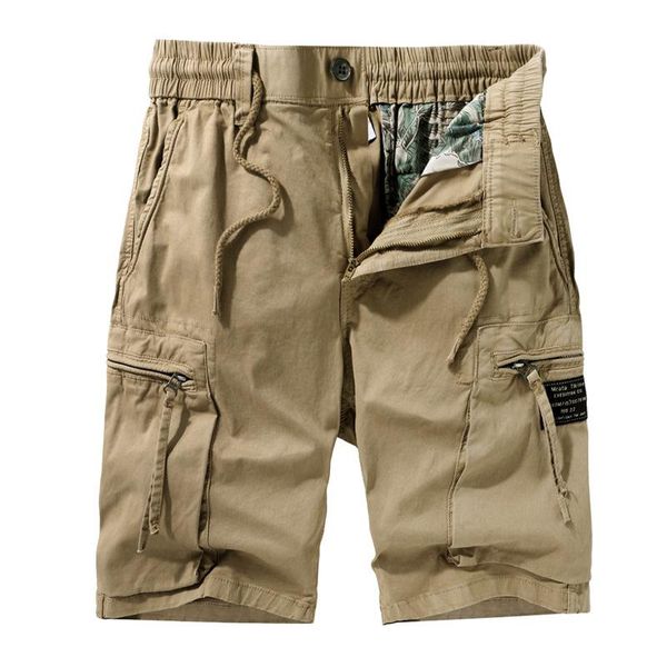 

workwear shorts men summer tide brand big pockets loose casual high stretch trend straight five-point pants men's, White;black