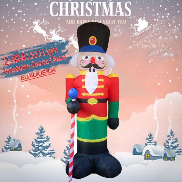 

christmas decorations 2.4m inflatable nutcracker dolls led light xmas toys year household parties ornament lighting outdoor