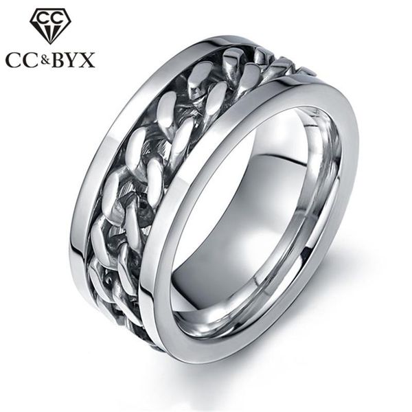 

wedding rings fashion jewelry for women and men titanium steel lovers chain turn ring charms bijoux homme drop 956c, Slivery;golden