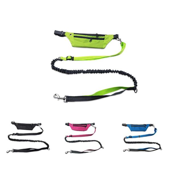 

nylon pet dog leash hands multi function belt witn adjustable waist bag relasticity sitching rope for running collars & leashes