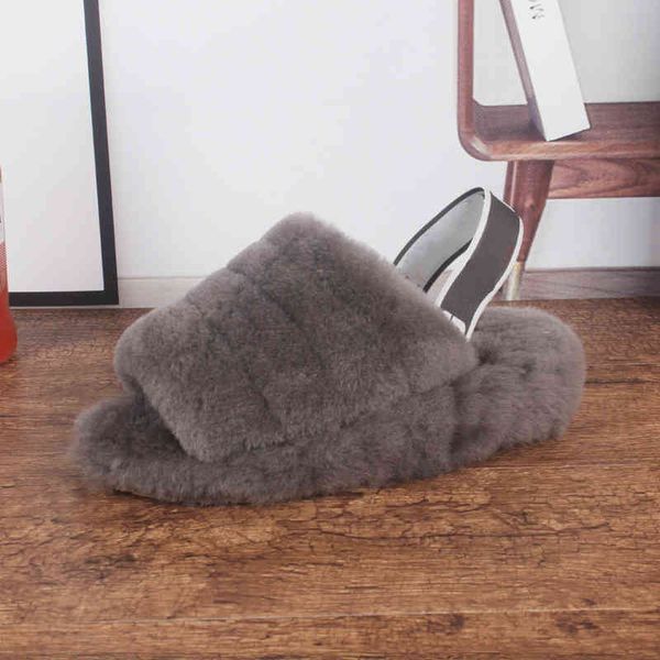 

women furry slippers fluff yeah slides sandal australia fuzzy soft house ladies womens shoes fur fluffy sandals mens winter slipp, Black