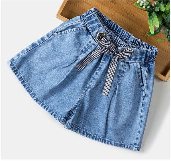 

summer kids short denim s for girls fashion girl plaid jeans children pants s clothing 210429, Black