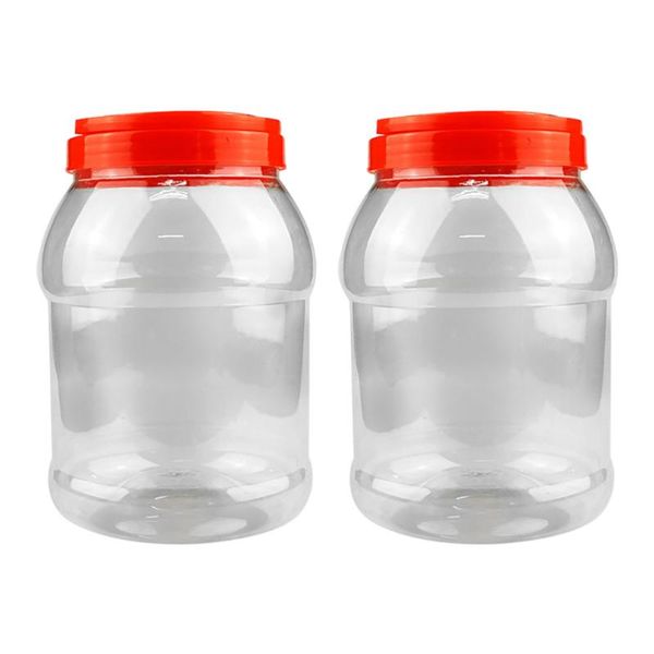 

2pcs clear tea sealed containers home plastic storage jars (3000ml) bottles &