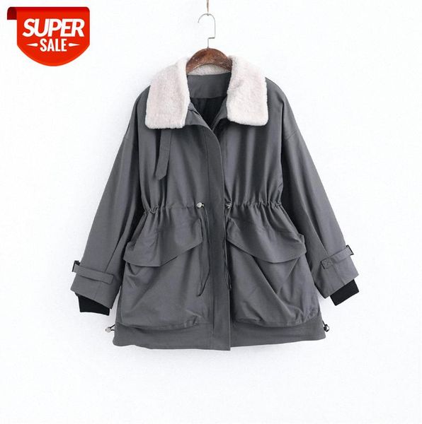 

011523 loose lamb wool workman pie overcomes thick casual waist real liner removable jacket #gj2g, Black