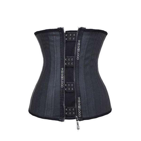 

women's shapers latex waist trainer corset belly slim belt body shaper modeling strap 25 steel boned cincher gaine amincissante, Black;white