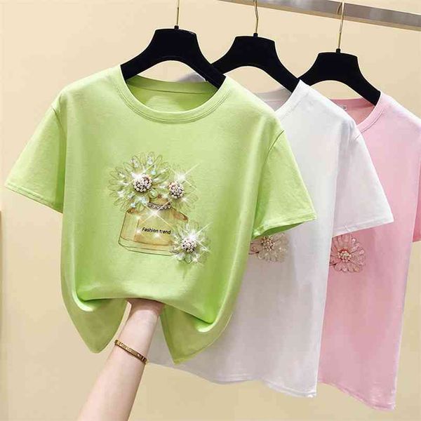

hf-2f-211-8831 perfume bottle print t-shirt women 210708, White