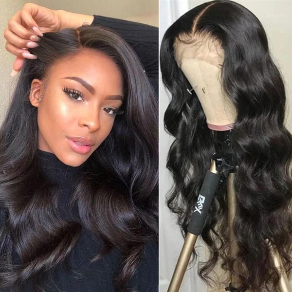 

body wave lace front wig human hair for black women pre-plucked frontal wigs natural hairline1, Black;brown