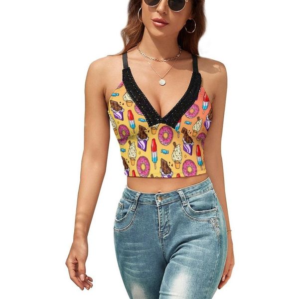 

women's tanks & camis sugar 4 4937 tank club fashion cute camisole teens printed sling crop, White