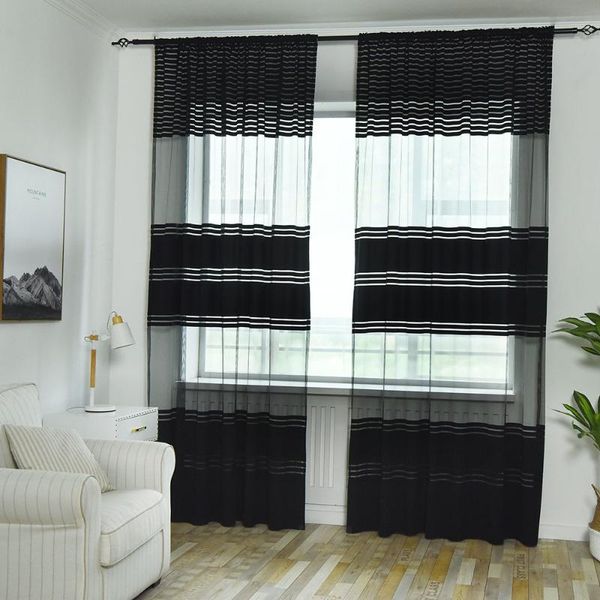 

striped drape voile valance curtain tulle window treatment panel fabric living room bedroom wall decorative curtains & drapes