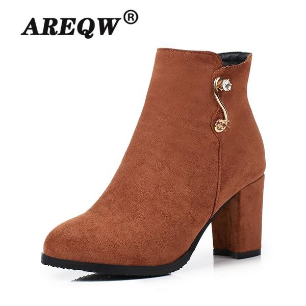 

boots 2021 winter women's pointed toe yarn elastic ankle thick heel med heels shoes woman female socks plus size, Black