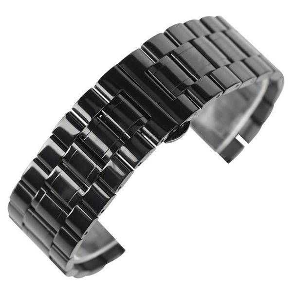 

watch bands 18mm 19mm 20mm 22mm 24mm 26mm 28mm watchband men watches replacement stainless steel wrist band strap black bracelet, Black;brown