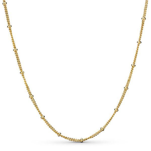 

new 2021 100% 925 sterling silver shine beaded chain necklace fit diy original fshion jewelry gift 111