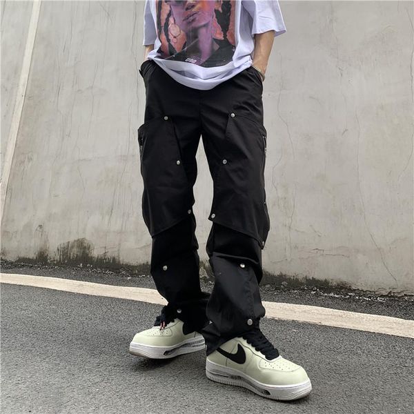 

men's pants 2021 men women clothing fashion detachable pocket overalls casual plus size singer costumes 27-46, Black