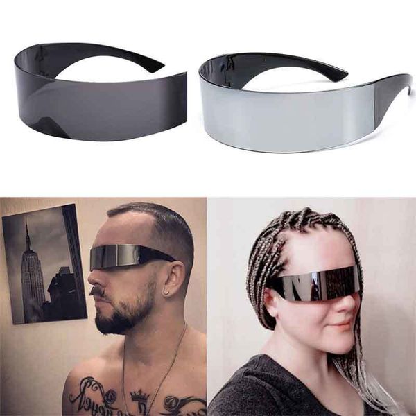 

2020 new funny futuristic wrap around monob suit sunglasses mask new glass halloween party delivers decoration glasses wholesale, White;black