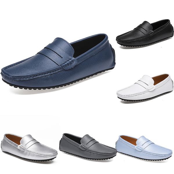 

soft leather driving shoes peas men's casual sole fashion black navy white blue sier yellow grey footwear all-match lazy cross-border95