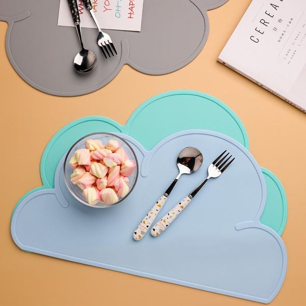 

mats & pads waterproof heat insulation cute silicone placemat cloud shape baby kid table pad non-slip plate mat kitchen gadget easy cleaning