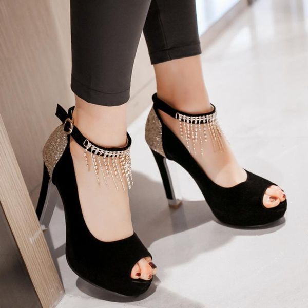 

women sandals fashion ankle high heels pure color breathable open-toed light slippers open toe shoes #45, Black