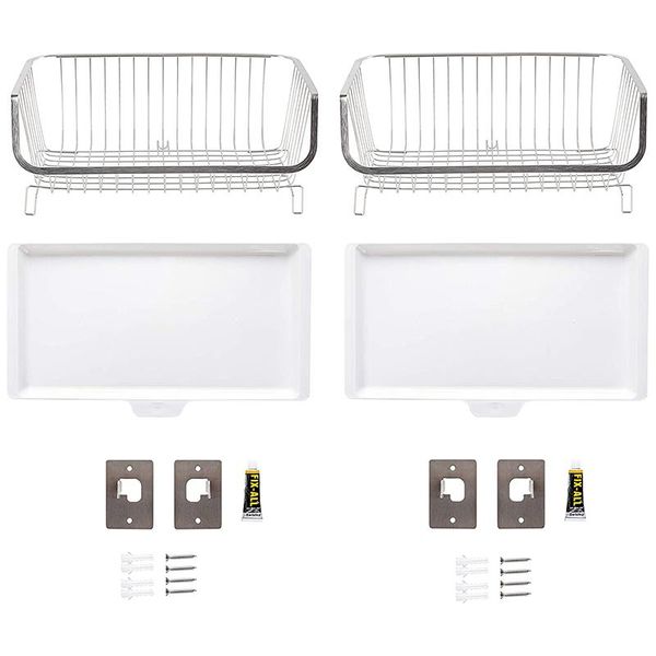 

screws spice rack fruit holder 2pcs wire baskets kitchen organizer heavy duty counterwall mounted storage shelf & organization