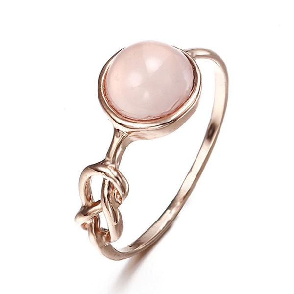 

cluster rings luxurious natural pink moonstone ring infinity knot bride wedding engagement brand gifts, Golden;silver