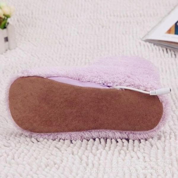 

boots winter usb warmer foot shoes plush warm electric slipper feet heat washable men/women maea99, Black