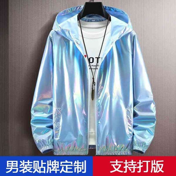 

men's coat spring and autumn reflective jacket fashion brand handsome loose casual men's work clothes, Black