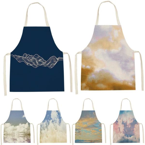 

aprons white clouds, clouds mountains and rivers print pattern clean art apron home cooking kitchen chef dirt resistant