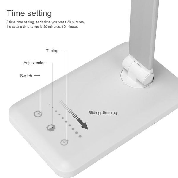 

table lamps foldable rotatable stepless dimmable lamp touch switch led dc 5v usb charging port timing