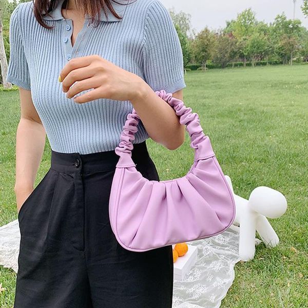 

folds soft-faced magnetic button handbag women solid pu underarm shoulder bag women's korean style simple woman 2021 totes