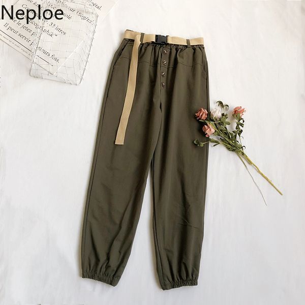 

neploe korean fashion harem pants women all-match button student overalls straight trousers streetwear casual sweatpants 210422, Black;white
