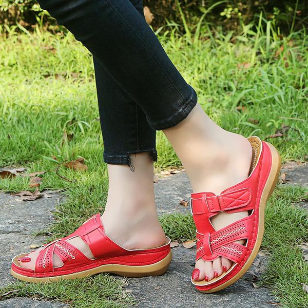 

women sandals buckle strap summer ladies slides comfortable beach slip on wedges shoes woman large size female slippers, Black