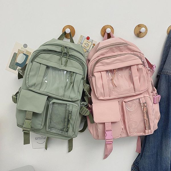 

school bags luxury fashion multi pocket candy backpacks female 2021 buckle student book lapcute travel for teenage girls women
