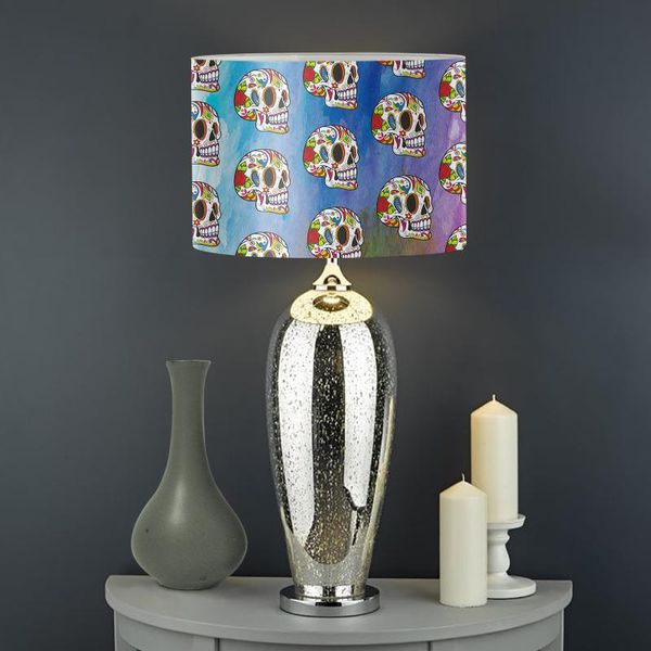 

lamp covers & shades colorful rose skull pattern halloween decoration table shade bedroom lampshade dust proof cover premium screen