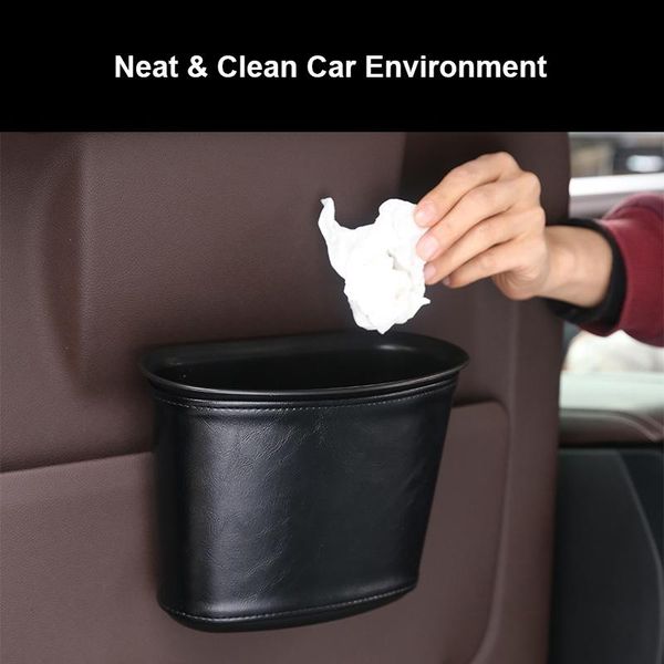

car organizer accessory small trash bag leather hanging door storage bucket