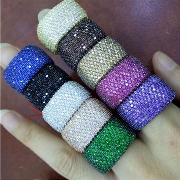 

luxury pave 400pcs lab diamond ring 925 sterling silver jewelry engagement wedding band rings for women bridal party accessory, Slivery;golden