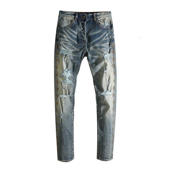

am men's jeans used splash blue washed elastic pierced