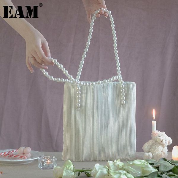 

evening bags [eam] women pleated satin pearl chain square bag personality all-match crossbody shoulder fashion tide 2021 18a3937
