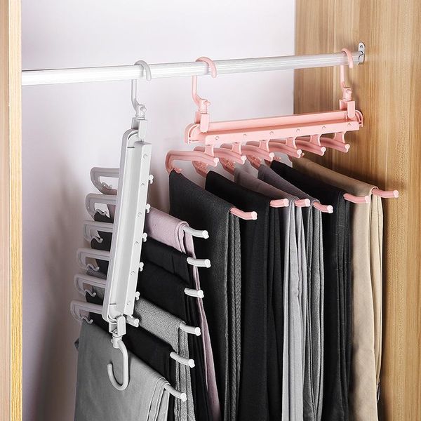 

hangers & racks folding multifunctional multi-layer pants rack hanger household magic trouser press wardrobe storage